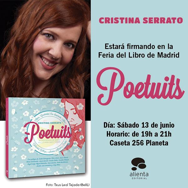 Cristina Serrato firma su libro "Poetuits" en la feria madrileña