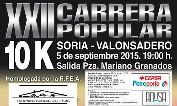 La XXII Carrera Popular "Soria-Valonsadero" enfila su cuarta semana para inscribirse