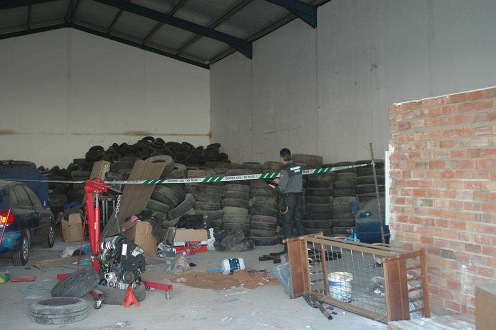 Localizado en Soria un almacén ilegal con veinte toneladas de neumáticos usados