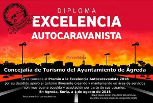 Ágreda, reconocida con el Premio a la Excelencia Autocaravanista 2018