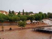 Santa María de Huerta, inundada por el desbordamiento del Jalón