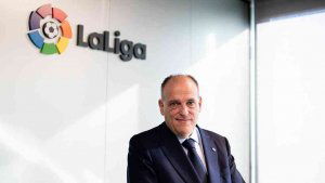 Javier Tebas, en los desayunos de FOES
