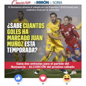 Gana dos entradas para ver el Numancia-Alcorcón