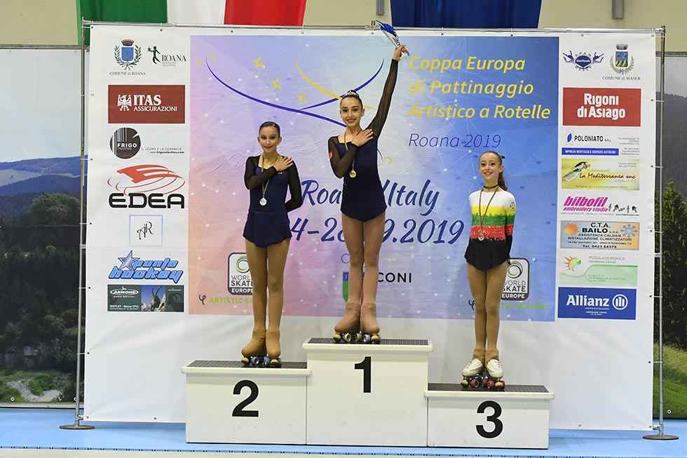 Ángela Díez, campeona infantil de patinaje artístico de la Copa de Europa