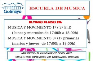 Inscripciones para la Escuela y la Banda de Música de Golmayo