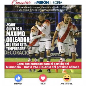 Gana dos entradas para ver el Numancia-Rayo Vallecano