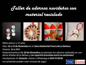 Taller infantil de adornos navideños con material reciclado