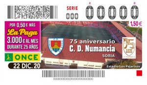 El cupón de la ONCE refleja 75 aniversario de Numancia