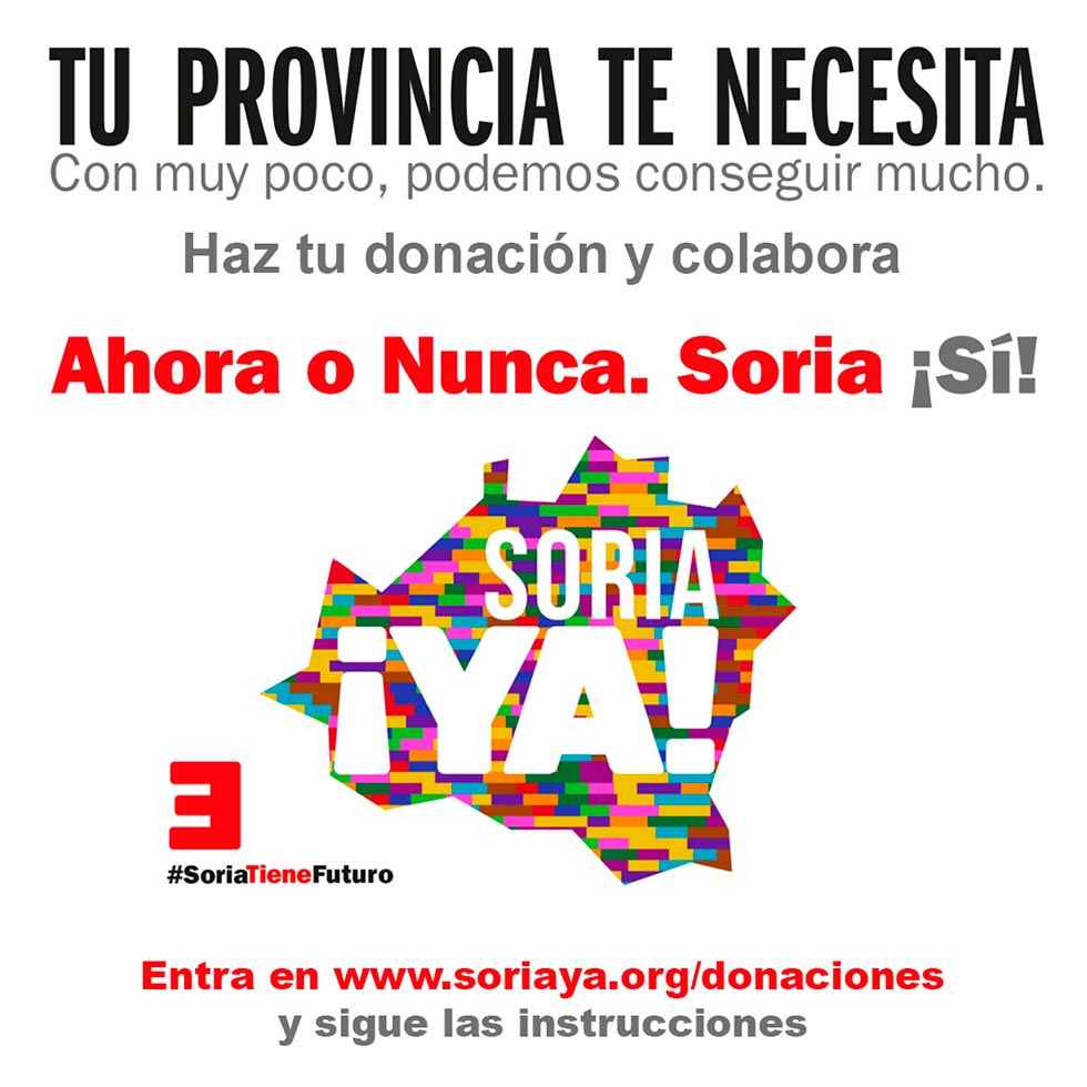 Soria ¡Ya! pide colaboración económica para elecciones