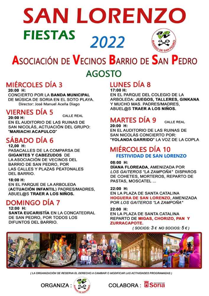 Programa para las fiestas de San Lorenzo