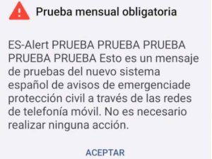 Ensayo del nuevo sistema de alertas a móviles 