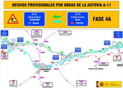 Cambios en tráfico por obras de A-11 en San Esteban