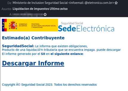 Intento de estafa suplantando a Seguridad Social