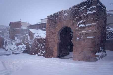 Video de la nieve en monumento de patrona de Ágreda