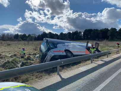 Accidente sin víctimas de autocar Soria-Duruelo