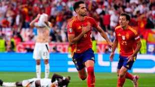 Pantalla gigante para semifinal España-Francia de la Eurocopa 2024