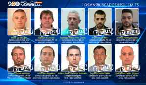 Los diez fugitivos más buscados por la Policía Nacional