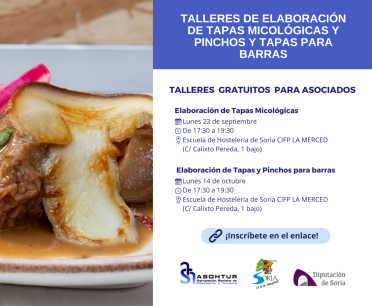 ASOHTUR organiza dos talleres gratuitos de cocina sobre tapas micológicas