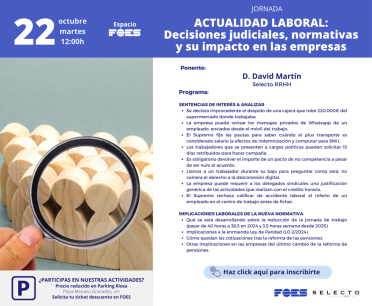 FOES organiza la III edición del foro ‘Actualidad laboral"