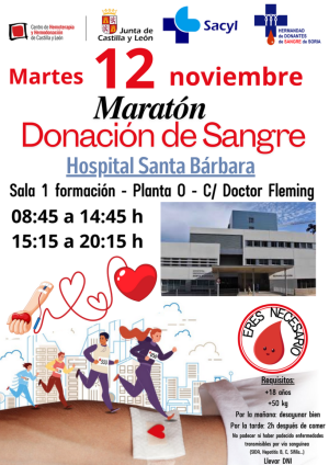 Maratón de donación de sangre en el hospital Santa Bárbara de Soria