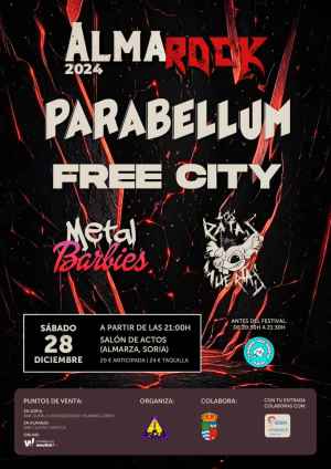 Parabellum, Free City, Metal Barbies y Ratas Muertas, en cartel de Almarock