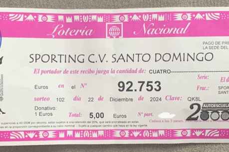 El Sporting Santo Domingo anula papeletas de dos talonarios de lotería de Navidad 