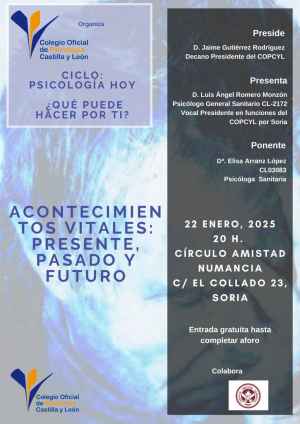 El COPCYL celebra el 22 de enero en Soria la charla ‘Acontecimientos vitales" El COPCYL celebra el 22 de enero en Soria la charla ‘Acontecimientos vitales"