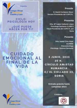 El COPCYL organiza en Soria la charla 2Cuidado emocional al final de la vida"