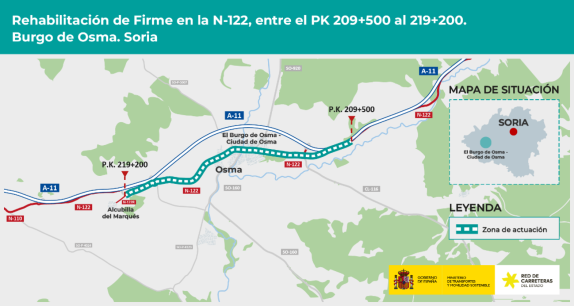 Transportes licita rehabilitación de 10 kilómetros de la N-122 a su paso por El Burgo de Osma Transportes licita rehabilitación de 10 kilómetros de la N-122 a su paso por El Burgo de Osma