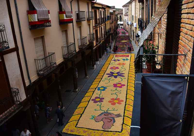 El Burgo de Osma se engalana en la festividad del Corpus Christi, con sus alfombras florales