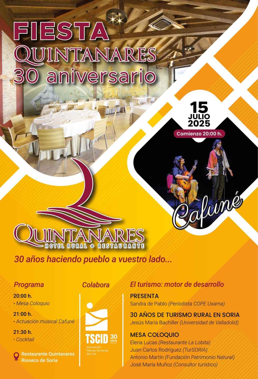 El hotel restaurante Quintanares celebra tres décadas en Rioseco de Soria El hotel restaurante Quintanares celebra tres décadas en Rioseco de Soria