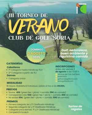 Inscripciones abiertas para tercera edición del Torneo de Verano Golf Soria