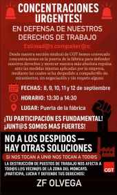 Concentraciones ante puertas de fábrica de Ólvega, tras despido de cinco trabajadores