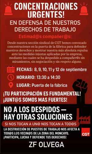 Concentraciones ante puertas de fábrica de Ólvega, tras despido de cinco trabajadores Concentraciones ante puertas de fábrica de Ólvega, tras despido de cinco trabajadores