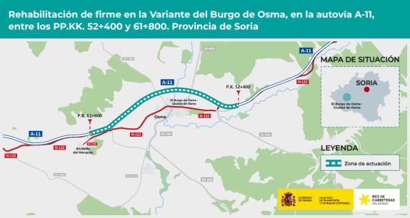 Transportes adjudica rehabilitación de la autovía A-11 en variante de Burgo de Osma 