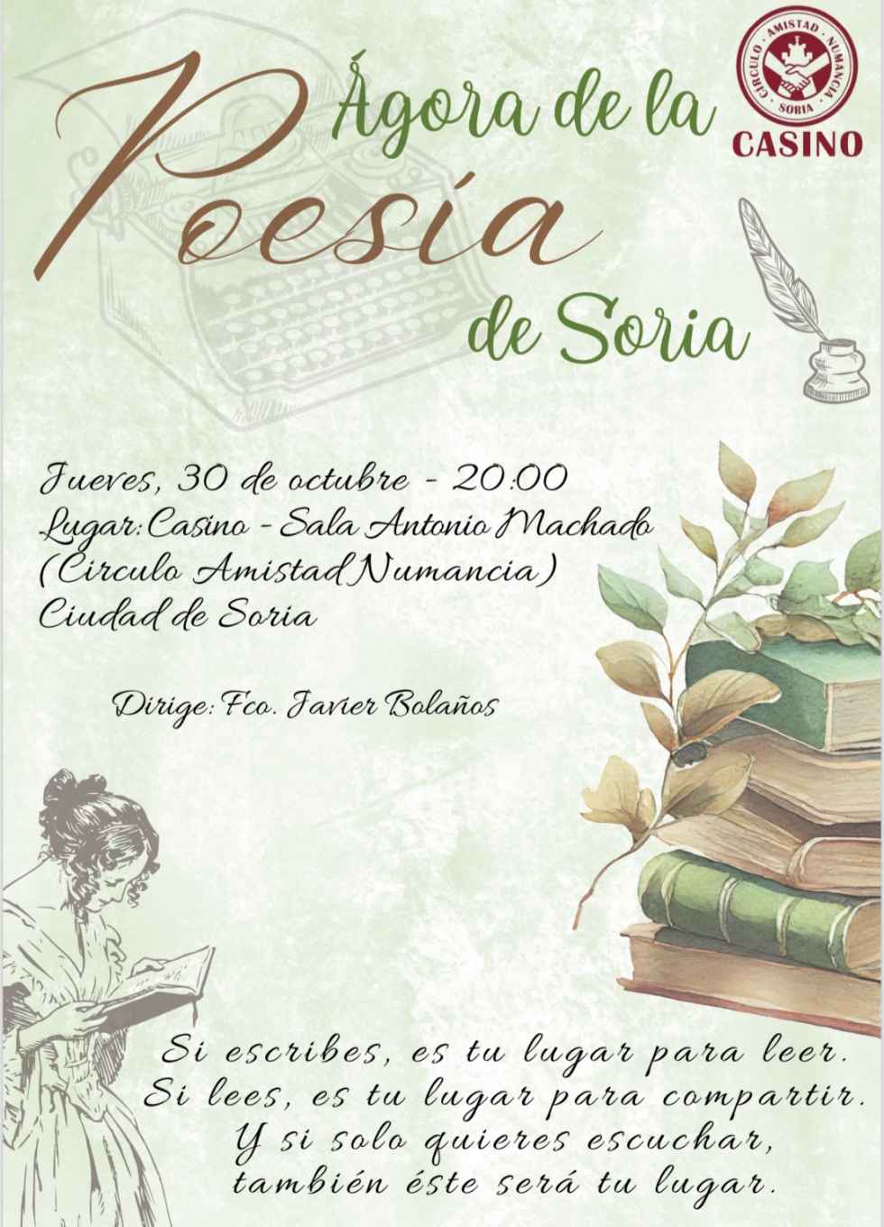 El Casino abre nueva sección dedicada a la poesía de Soria