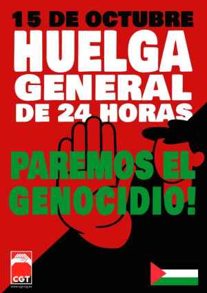 CGT convoca huelga general el 15 de octubre para frenar guerra de Gaza