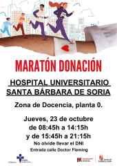 El hospital Santa Bárbara acoge el jueves un maratón de donación de sangre