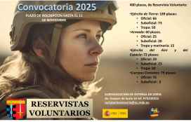 El Ministerio de Defensa convoca 400 plazas de reservistas voluntarios