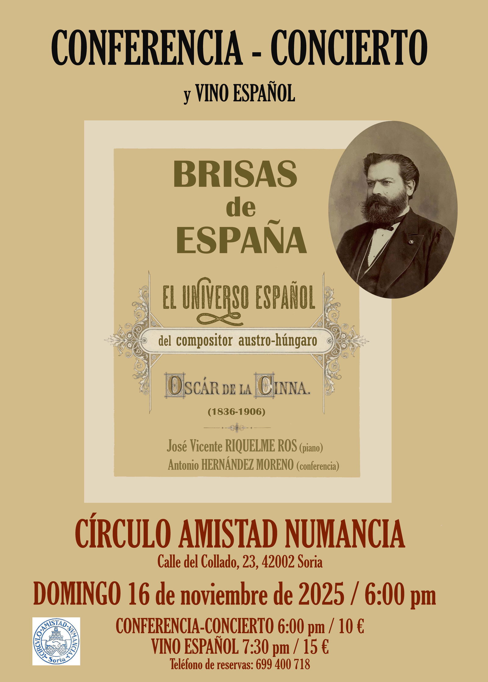 Conferencia-concierto en el Casino sobre 