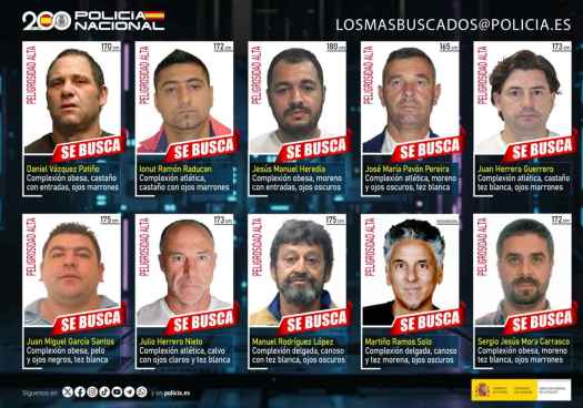 La Policía solicita colaboración ciudadana para detener a los fugitivos más buscados en España