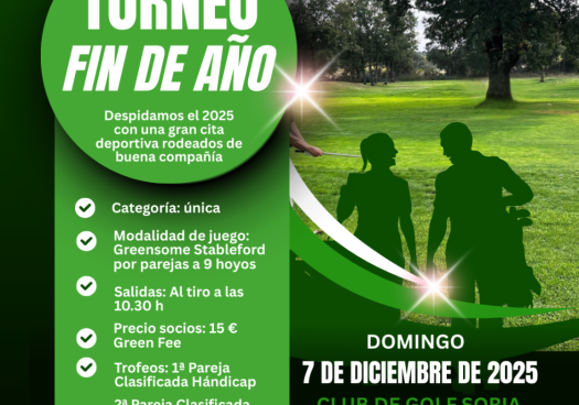 Inscripciones abiertas para Torneo Fin de Año del Club de Golf Soria