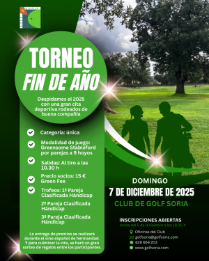 Inscripciones abiertas para Torneo Fin de Año del Club de Golf Soria