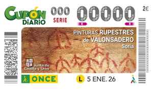 Las pinturas rupestres de Valonsadero ilustran cupón de la ONCE del 5 de enero