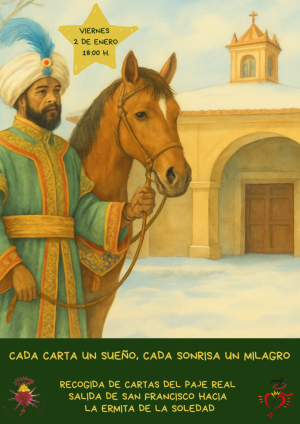 Llegada de Paje Real a ermita de la Soledad en Soria