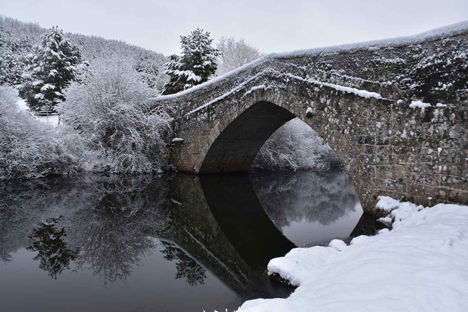 El Puente Soria, en Covaleda, tras el paso de la borrasca Filomena (2021)