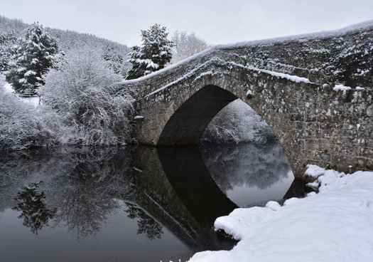 El Puente Soria, en Covaleda, tras el paso de la borrasca Filomena (2021)