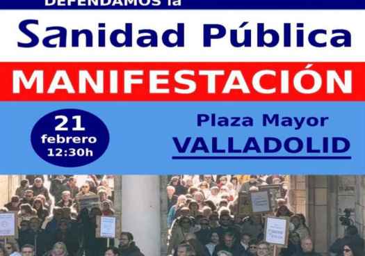 Convocada manifestación en Valladolid, el 21 de febrero, en defensa de sanidad pública
