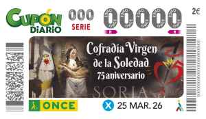 La ONCE dedica su Cupón al 75 aniversario de la Cofradía de la Virgen de la Soledad