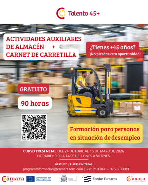 La Cámara pone en marcha nuevo curso para obtener el carné de carretilla 